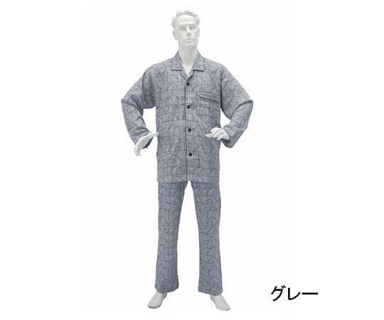 楽らくパジャマ柄タイプ（スムース）　紳士用　グレー　LL