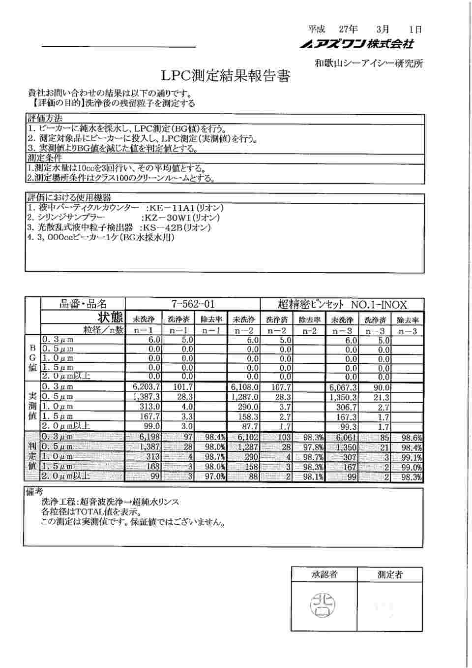 7-562-01 精密ピンセット No.1 極細 ステンレス NO.1-INOX 【AXEL