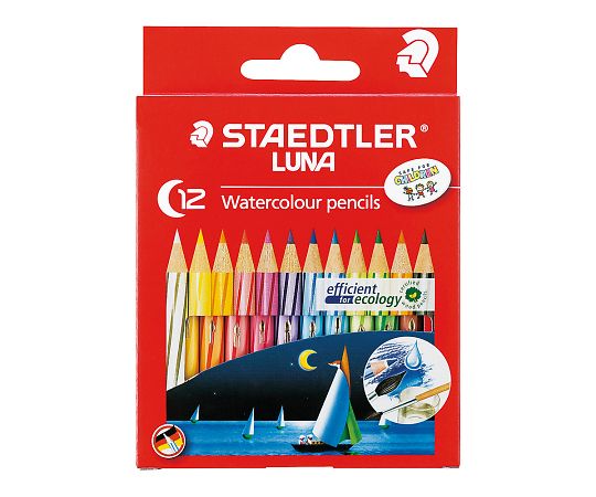 7-6041-01 水彩色鉛筆 ステッドラー・ルナ 12色ショートセット 1371001C12