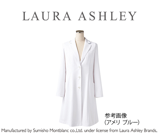 レディースドクターコート　ローラ アシュレイ　ホワイト/アメリ ブルー　3L
