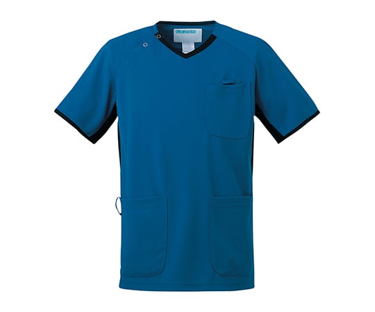 男女兼用・動体裁断シリーズ　スクラブ　ブルー×ネイビー　M