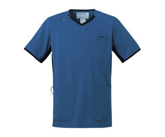 男女兼用・動体裁断シリーズ　スクラブ　ブルー×ネイビー　4L