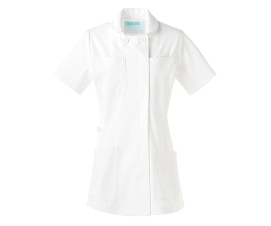 動体裁断シリーズ　レディスジャケット（半袖）　ホワイト×ホワイト　3L