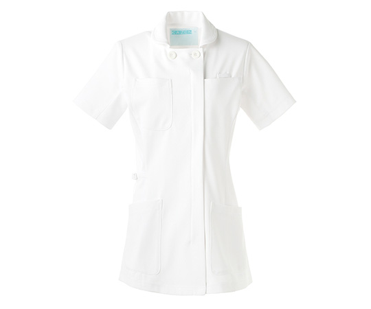 動体裁断シリーズ　レディスジャケット（半袖）　ホワイト×ホワイト　4L