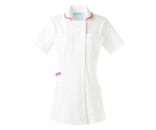 動体裁断シリーズ　レディスジャケット（半袖）　ホワイト×ピンク　M