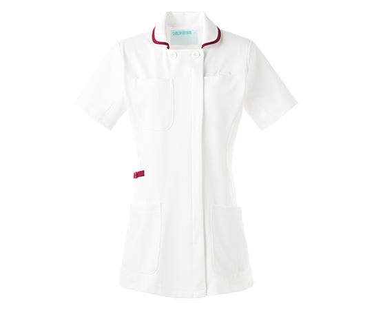 動体裁断シリーズ　レディスジャケット（半袖）　ホワイト×プラム　L