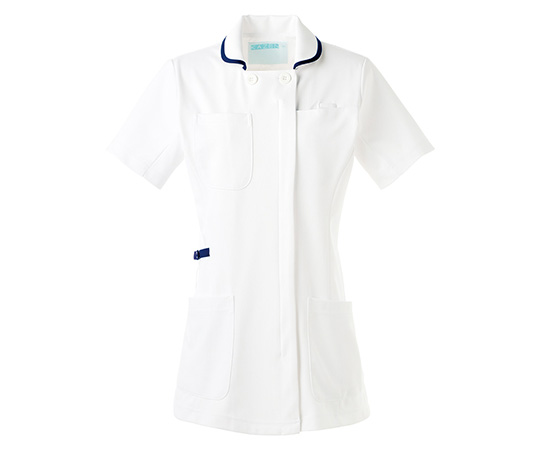 動体裁断シリーズ　レディスジャケット（半袖）　ホワイト×ネイビー　3L