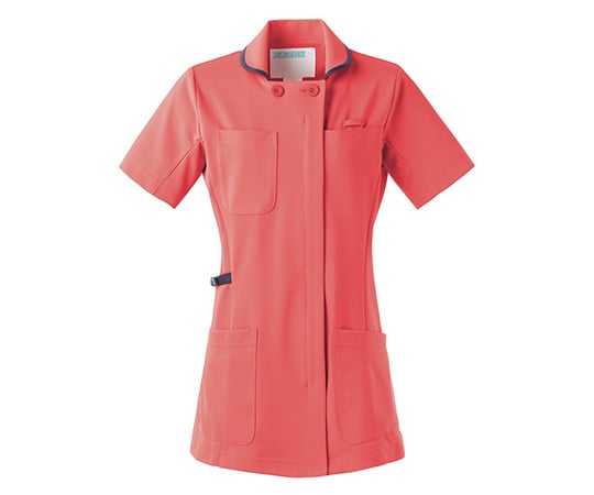 動体裁断シリーズ　レディスジャケット（半袖）　オレンジ×ネイビー　L