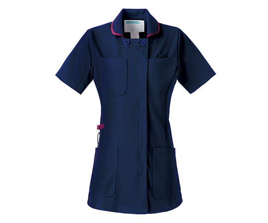 動体裁断シリーズ　レディスジャケット（半袖）　ネイビー×プラム　3L