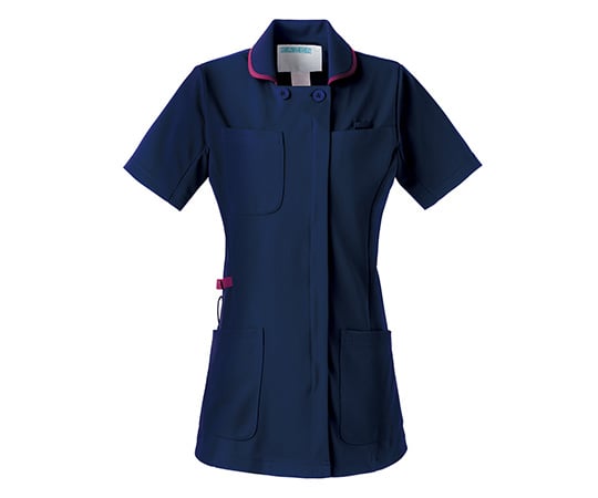 動体裁断シリーズ　レディスジャケット（半袖）　ネイビー×プラム　4L