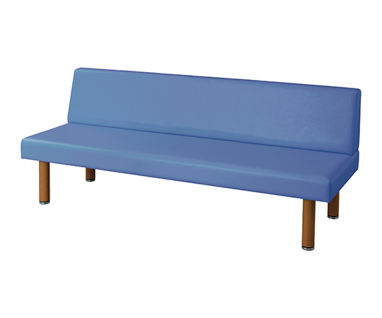ロビーベンチ（背付き・木目調）　ライトブルー