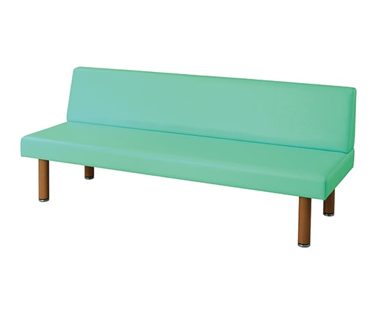 ロビーベンチ（背付き・木目調）　ライトグリーン