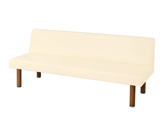 ロビーベンチ（背付き・木目調）　クリーム