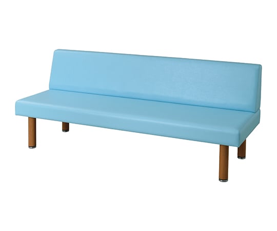 ロビーベンチ（背付き・木目調）　スカイブルー