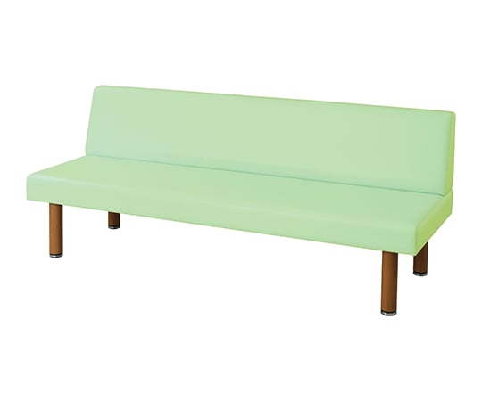 ロビーベンチ（背付き・木目調）　ライムグリーン
