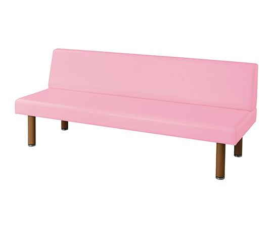 ロビーベンチ（背付き・木目調）　ピンク