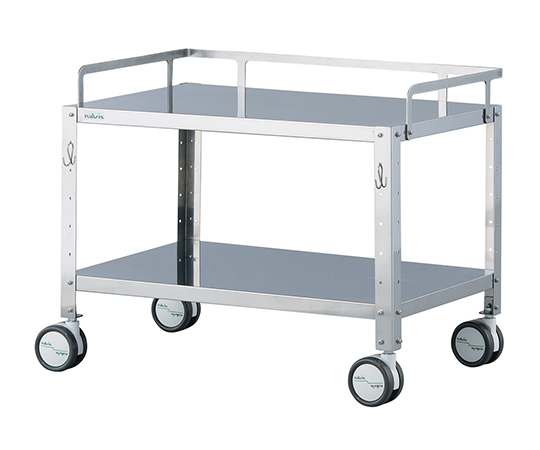 【組立必要】ナビス(アズワン)7-7736-04 ミニカラフルステンワゴン(フック付き・低床タイプ) ラージ シルバー(塗装無) MCSWL-2SF