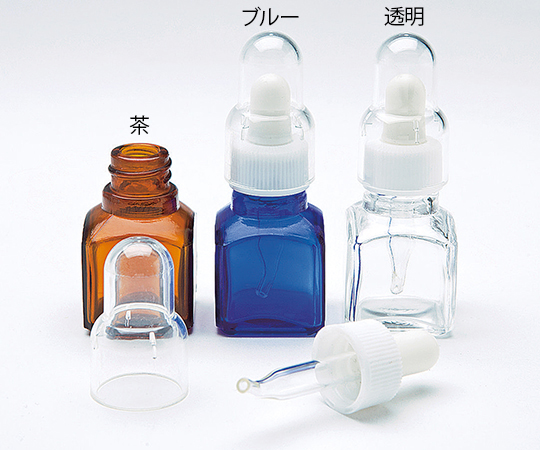 7-8152-01 スポイト薬瓶（オーバーキャップ付き） 9mL 茶 G-04 【AXEL 