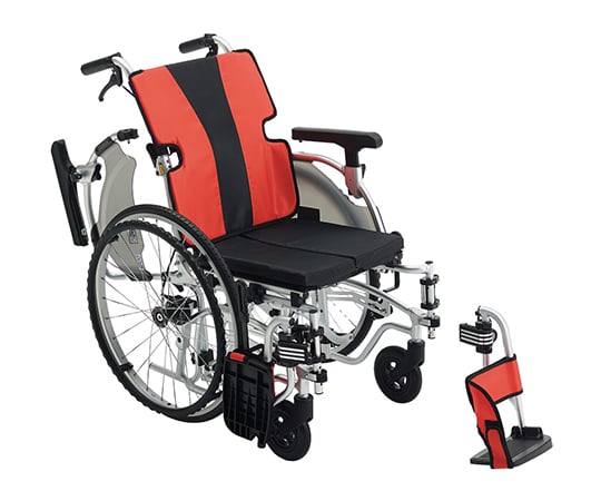 【非課税】ミキ（車いす）7-8236-01　軽量簡単モジュール車椅子　自走式　レッド MEF-22