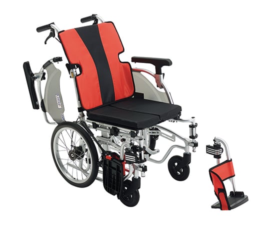 ディスカウント 7-8236-03 軽量簡単モジュール車椅子 高質で安価 介助式 レッド MEF-16