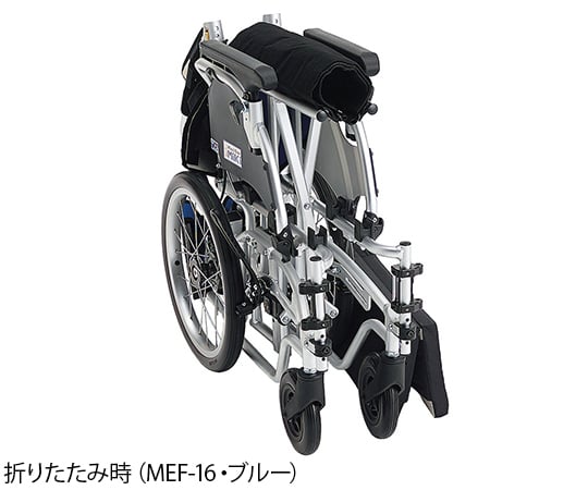 【非課税】ミキ（車いす）7-8236-04　軽量簡単モジュール車椅子　介助式　ブルー MEF-16