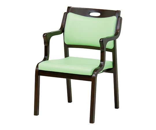 スタッキングチェア 半ひじ・グリップ付 2脚入　ブラウン×グリーン