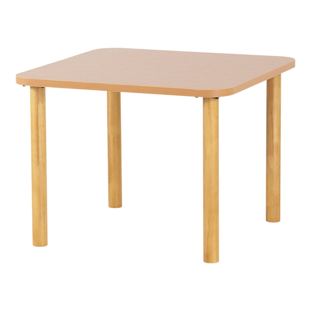 メラミンテーブル ライトブラウン 正方形 2人掛け A脚（木製脚・継脚）