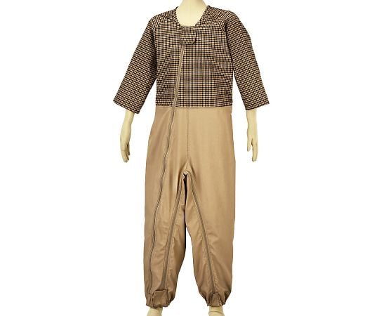 つなぎねまき　ビンテージツイル　WファスナーII型ホックカバー付　チェックキャメル　LL