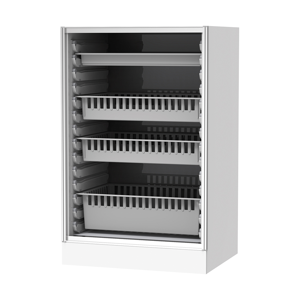 材料キャビネット（ロータイプ・トレイ収納）　664×550×1050mm　オープン