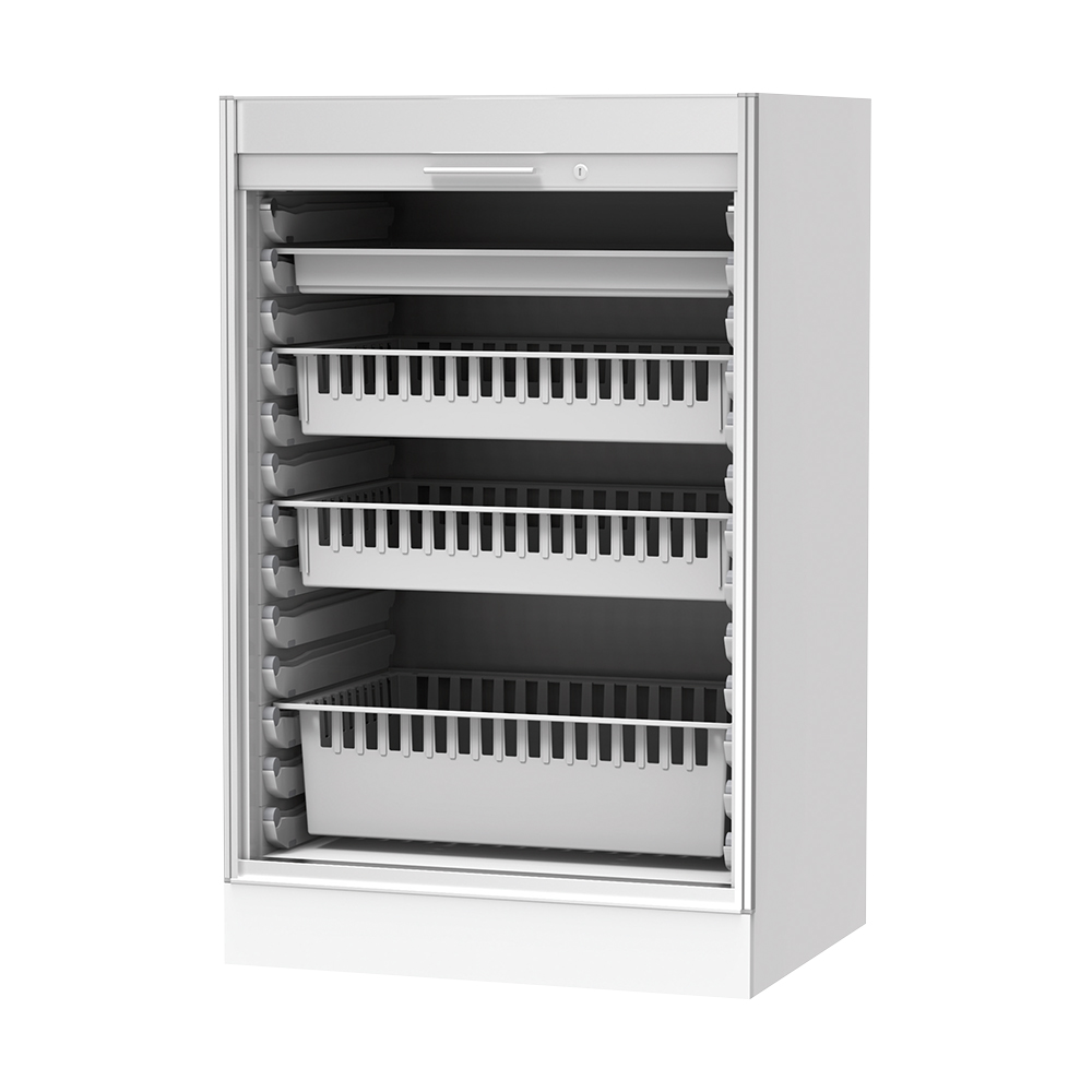 材料キャビネット（ロータイプ・トレイ収納）　664×550×1050mm　シャッター