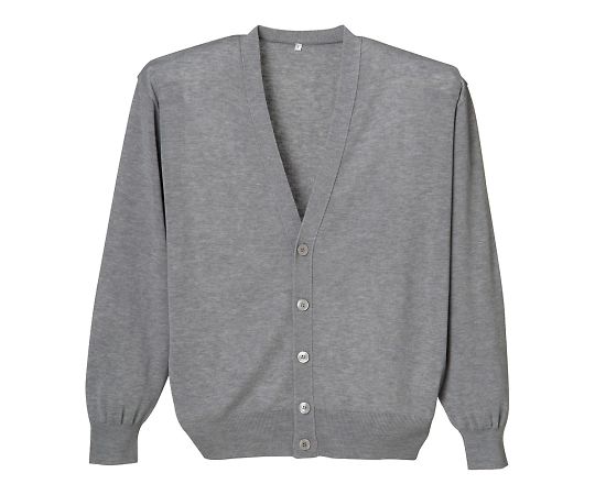 抗ピルメンズカーディガン　杢グレー　L