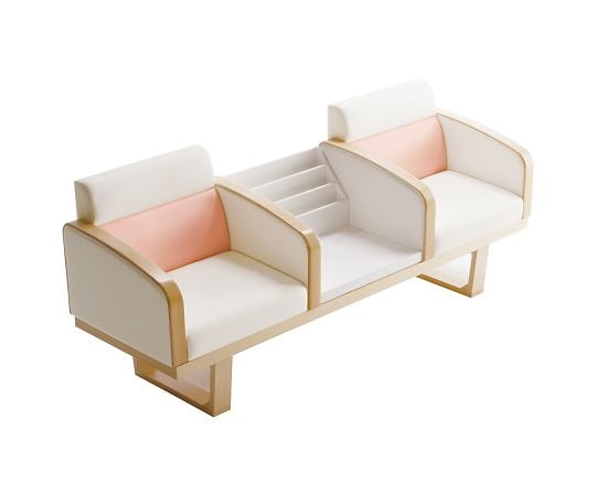 産婦人科ロビーチェア　モジュレックス　ホワイト×ピンク