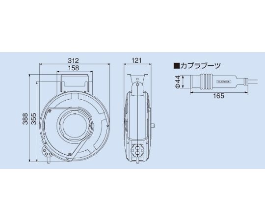 78-0027-25 6.5mmx10m エアーホースリール(自動巻取) EA124BJ-6.5A