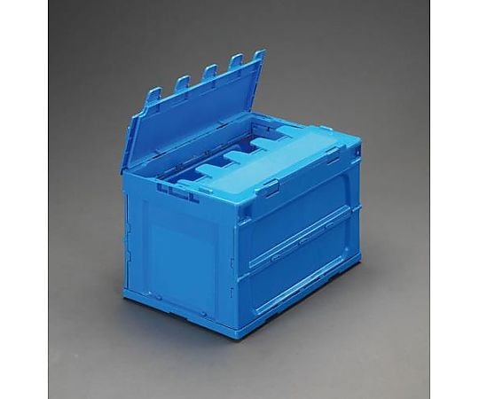 649×439×340mm/73.9L 折畳コンテナ（青/蓋付5個）