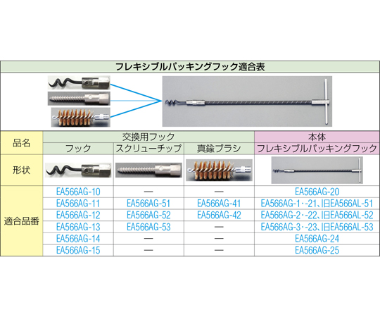 78-0263-11 3本組パッキングフック(フレキシブル) EA566AG-200 【AXEL