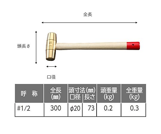 20mmx300g 真鍮ハンマー