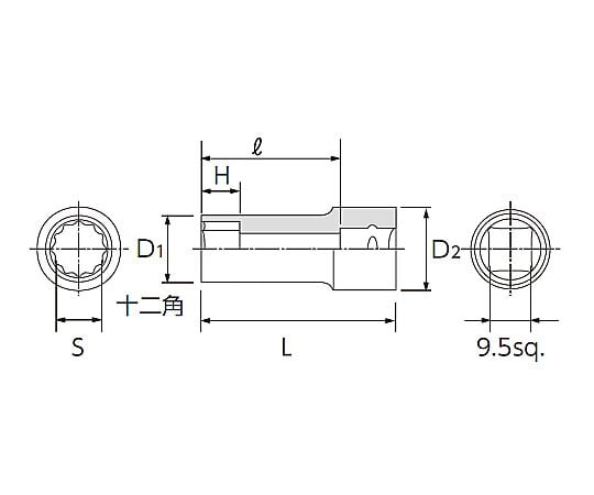 3/8"DRx24mm セミディープソケット(12角)