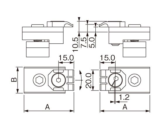 呼18/48x25mm フラットクランプ 2個 エスコ ESCO EA637J-18-