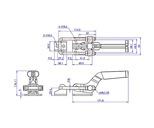 900kg トグルクランプ(ﾗｯﾁ型･ｽﾃﾝﾚｽ製)
