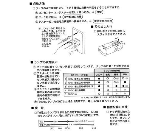 AC100Vコンセント用テスター　EA707DK-1