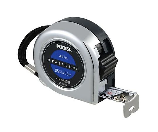 25mmx5.5m メジャー(両面目盛/ｽﾃﾝﾚｽ製)