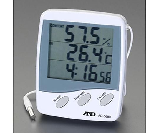 [時計付] 温度・湿度計