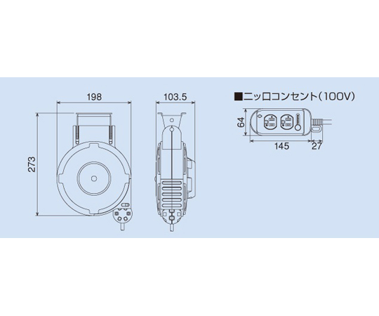 78-0616-92 自動巻リール付コンセント AC125V/15A×6.0m EA815SS-2