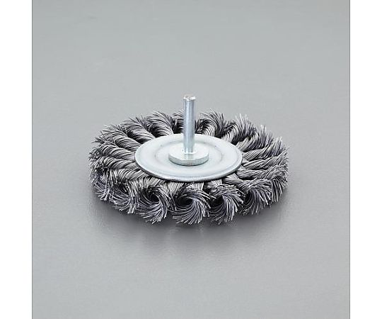 75mm/6mm軸 軸付ブラシ(平型/ｽﾁｰﾙ製ﾂｲｽﾄ)