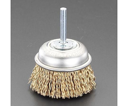 50mm/6.0mm軸 軸付ブラシ(ｶｯﾌﾟ型･ｽﾁｰﾙ製)