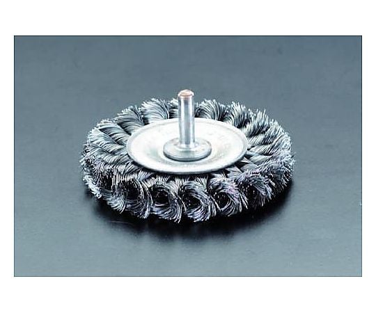 75mm/6.4mm軸 平型 軸付ブラシ(ｽﾁｰﾙ製)