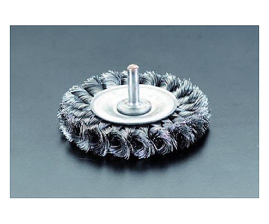 100mm/6.4mm軸 平型 軸付ブラシ(ｽﾁｰﾙ製)