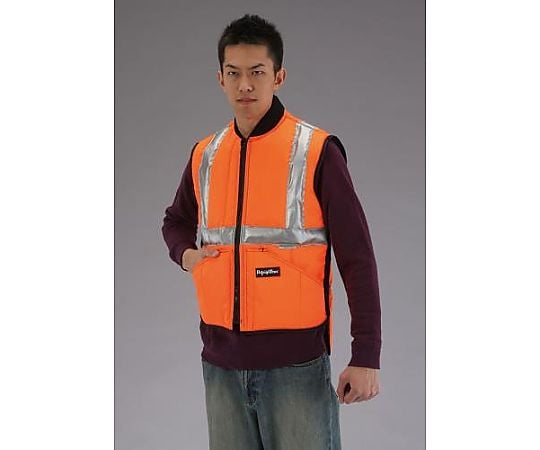 [ Ｍ] 防寒ベスト(注意色 ｵﾚﾝｼﾞ)