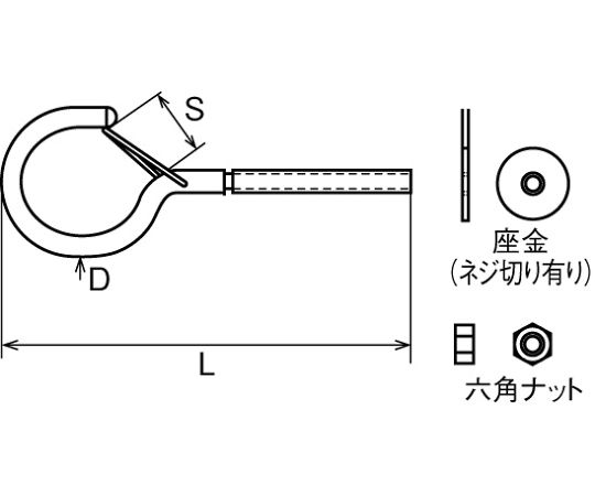 78-0940-92 M4x 75mm ねじ付フック(ｽﾃﾝﾚｽ製) EA951DT-4 【AXEL】 アズワン