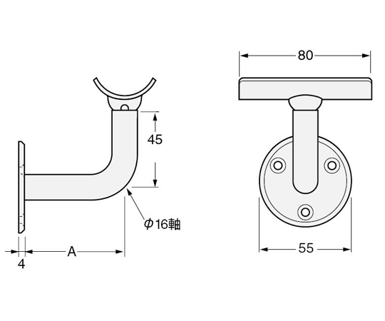 78-0946-67 70mm(32mm)手すりﾌﾞﾗｹｯﾄ(木ねじ用/ｽﾃﾝﾚｽ製) EA951EL-302 【AXEL】 アズワン